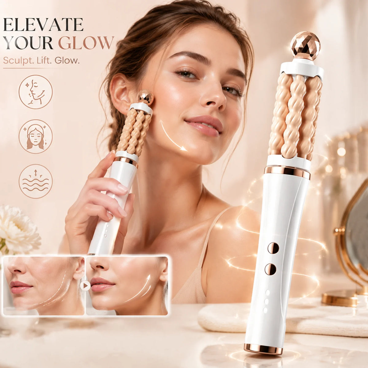 3D Wave Roller Facial Lifting Wand